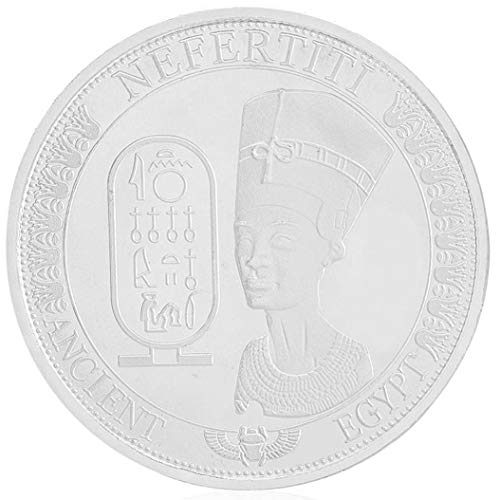 AmaMary Monedas conmemorativas, Oro Plateado Antiguo Egipcio Reina Nefertiti colección de Monedas conmemorativas (1 Pieza de Plata)