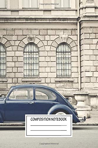 Composition Notebook: Cars Retro Vw Beetle Automotive Works Wide Ruled Note Book, Diary, Planner, Journal for Writing