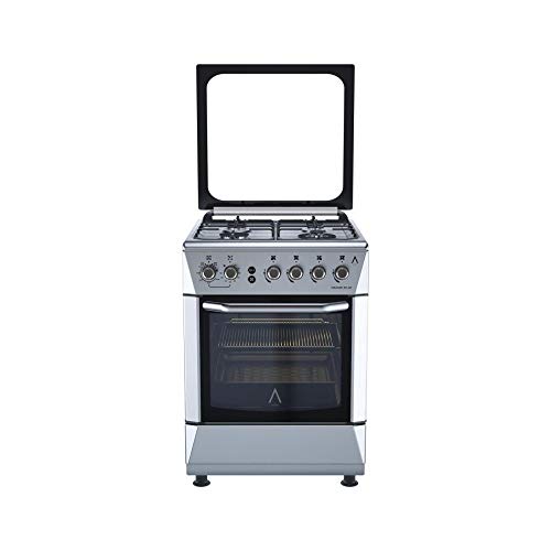 ALPHA Cocina de Gas VULCANO 3D-60 Inox, Encendido automático, corte de gas seguro y temporizador en horno. **Alta Gama**
