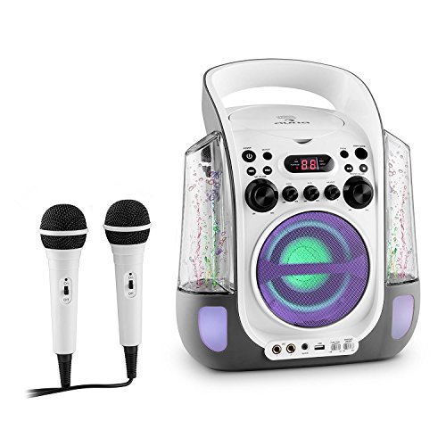 Auna Kara Liquida - Set de Karaoke , 2 x micrófonos dinámicos , Reproductor de CD+G , Puerto USB , Compatible con MP3 , Salida de Video , Salida de Audio (Negro)