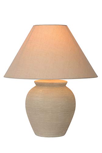 Lucide Ramzi de lámpara de mesa de color beige, cerámica, E27, 60 W, Cream, 34 x 34 x 42 cm