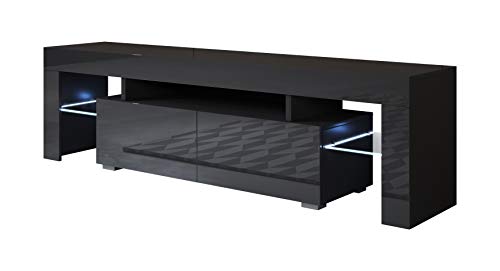 muebles bonitos – Mueble TV Modelo Unai (160x45cm) Color Negro con LED RGB