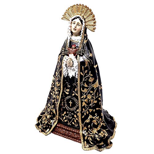 Inmaculada Romero IR Figura Virgen Dolorosa Adorno 25Cm. Resina Peana Decoración