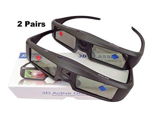 Sintron 3D Active Shutter Glasses Rechargeable ST07-BT For RF/Bluetooth Sony, Panasonic, Samsung 3D TV & Epson 3D projector, 3D Glasses Eyewear Compatible TDG-BT500A TY-ER3D5MA TY-ER3D4MA (2 Pairs)