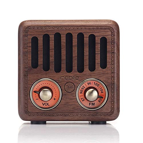 Vintage Radio Portátil Bluetooth Altavoz, Pequeña Radio FM Retro Radios Transistor con Mejora de Graves Volumen Alto, MP3 Reproductor, Tarjeta TF, AUX, Bluetooth 4.2, Recargable