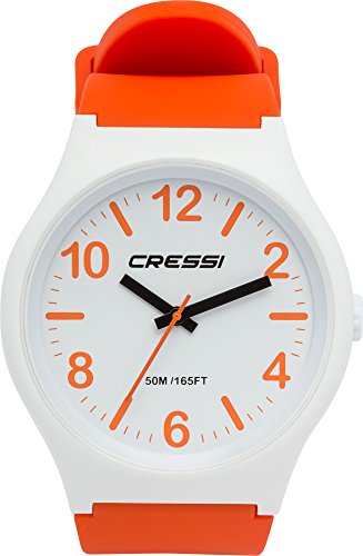 Cressi Watch Echo Reloj Analógico de Cuarzo, Unisex Adulto, Blanco/Naranja/Blanco, Uni