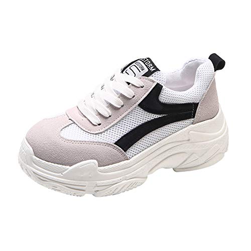 Sylar Zapatillas Deportivas De Mujer Running Zapatos Moda Cosiendo Zapatos De Lona Zapatillas De Cordones Suela Gruesa Zapatos Casuales 36-38.5