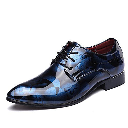 Zapatos Oxford Hombre, Cuero Cordones Vestir Derby Calzado Boda Negocios Marron Azul Gris Rojo 37-50EU BL43