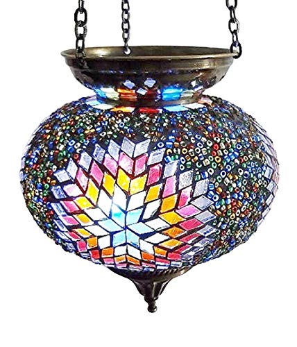 Lámpara colgante de mosaico turco marroquí con forma de vela, con efecto bronce, hecha a mano, estilo tiffany, turco, marroquí, 9 tamaños y colores surtidos, vidrio, Lámpara 9, assorted