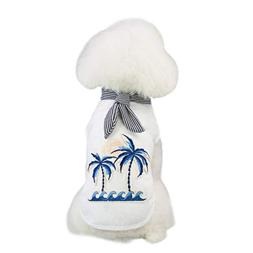 AMURAO Camisa del Perro del Animal doméstico del Verano Ropa Suave del Perrito Causal Playa Impresión del árbol de Coco Top Chalecos de Las Mascotas Ropa
