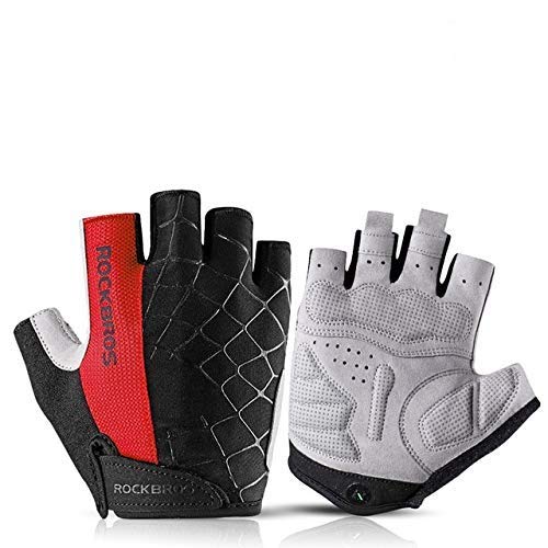 Bicycle Gloves Mountain Bike Road Gloves Mountain Bike Half Finger Gloves Male Summer Bicycle Gym Fitness Non-Slip Sports Gloves - S109RD,L,A2