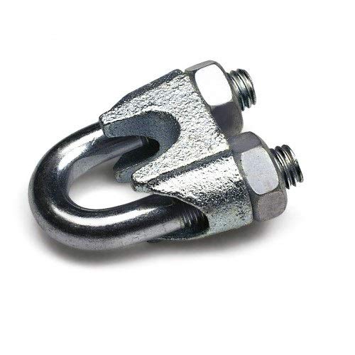 Constrabo® | 20x Abrazaderas de cable de acero DIN741 | Tamaño 3mm | Clips de alambre de acero galvanizado | Cable cuerda clip, abrazaderas de cuerda de alambre, sujetacables de acero, wire rope clips