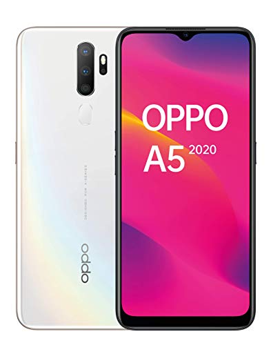 OPPO A5 2020 - Smartphone de 6.5" HD+, 4G Dual SIM, 3 GB/ 64 GB, Qualcomm Snapdragon 665 Octacore, cámara trasera 12 Mpx + 8 Mpx (gran angular) + 2 Mpx + 2 Mpx, 5.000 mAh, Android 9, Blanco