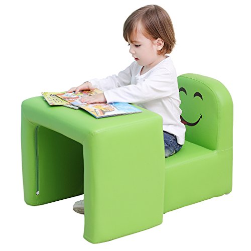Emall Life Sillón para niños multifuncional, silla y mesa para niños/Taburete con una sonrisa divertida para niños y niñas(verde)