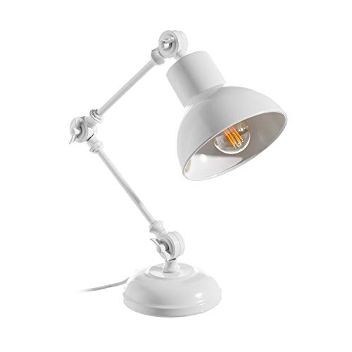Lámpara flexo de escritorio vintage de metal blanca de 45 cm - LOLAhome