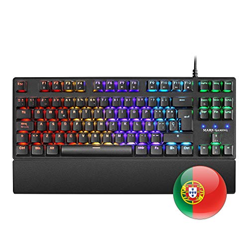 Mars Gaming MKXTKL, teclado mecánico switch rojo, LED 5 colores 10 efectos, PT