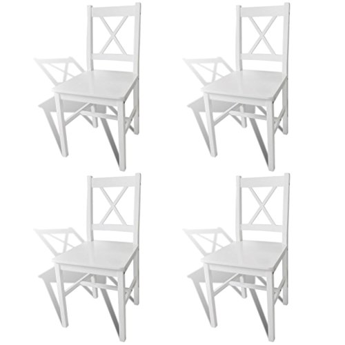 vidaXL 4 sillas Blancas de Comedor Hechas de Madera de Pino
