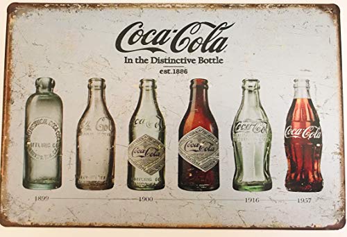 Vintage estilo botella de Coca Cola en el distintivo Retro pared de metal placa Póster 30 x 20 cm