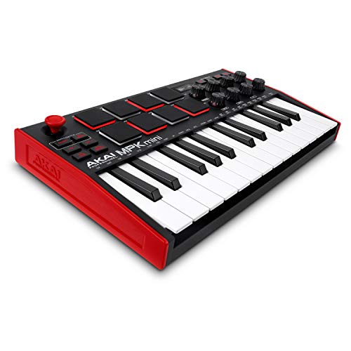 AKAI Professional MPK Mini MK3 - Teclado controlador MIDI USB de 25 teclas con 8 drum pads, 8 perillas y software de producción musical incluido
