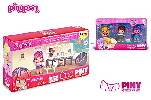 Famosa PinyPon - Pack Pinypon Habitacion Michelle (700014155) + Blister 3 Personajes Julia, Will y Lilith (700013378)