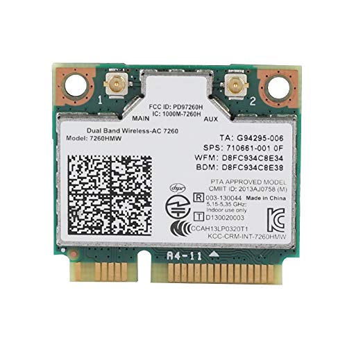 Heayzoki Tarjeta de Red Bluetooth 4.0, Tarjeta inalámbrica Mini PCI-E WiFi Compatible con 802.11ac/a/b/g/n, Tarjeta de Red Universal Mini WiFi Tarjeta inalámbrica PCI-E para Intel 7260AC