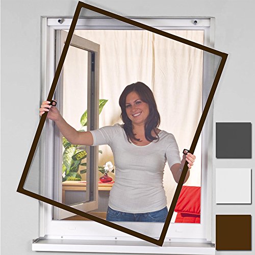 Mosquitera con marco de aluminio para ventanas - 120 x 140 cm - marrón