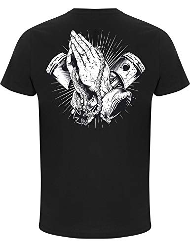 Camiseta de motero: Biker Pray – Camiseta de moto hombre mujer – hombre mujer en – amante – Chopper – Fan-s – Rocker – Anarchy – Regalo – Bikerin – Motocicleta – Biker Negro XXXL