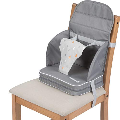 Safety 1st Travel Booster Trona de viaje portátil, Asiento de bebés blando y acolchado, trona plegable y portátil, Warm Grey