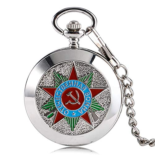 Reloj de bolsillo para hombre, plata rusa soviética, martillo de hoz, comunismo, insignia de bolsillo, collar vintage, regalo retro para hombres