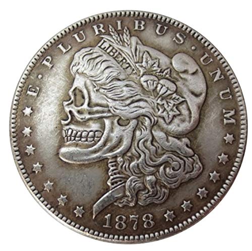 Bespoke Souvenirs Recuerdos a Medida Raro Antiguo Estados Unidos 1878 CC año Morgan Dollar Calavera Zombie Gran Moneda de Color Plata