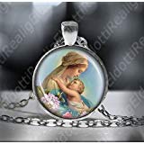 Collar católico con medalla religiosa de Nuestra Bendita Virgen María y Bebé Jesús