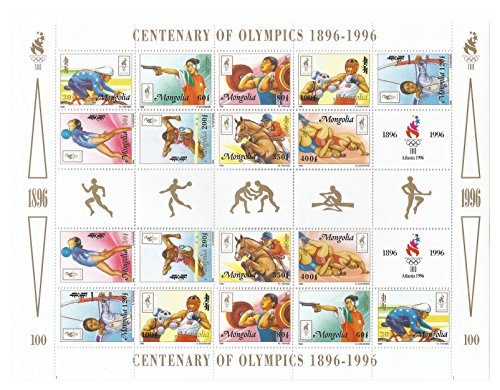 Stampbank Centenario de los Juegos Olímpicos (1896-1996) Atlanta 1996 Hoja de Sellos Grande con 9 Pares más Etiquetas / MNH / SG 2548-56 / Mongolia / 1996