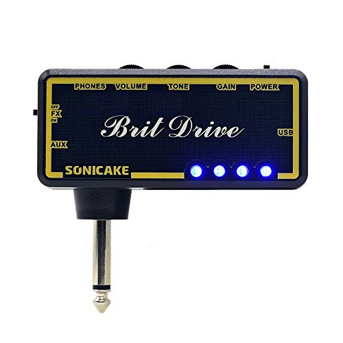 SONICAKE Amplificador de bolsillo para uso con auriculares Brit Drive para guitarra