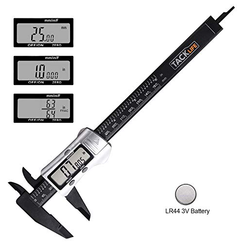 Calibre Digital, TACKLIFE Calibre de Medición Electrónico, LCD Pantalla, Pie de Rey 150mm, Alta Precisión, Medida de Diámetro Interior, Exterior, Profundidad y Escalera - DC03