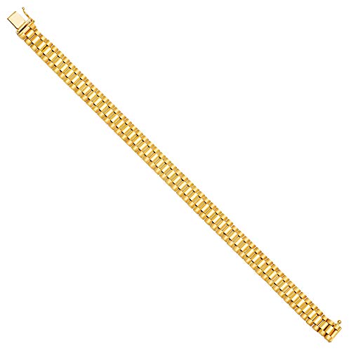 Pulsera de lujo tipo Rolex para hombre en oro amarillo de 14 quilates de longitud 8.5 pulgadas para hombre – más diseños