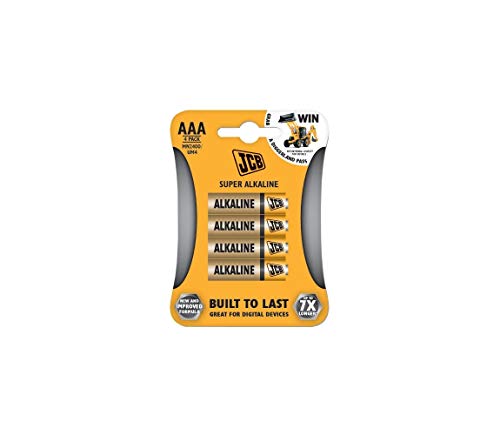 JCB 4X AAA Single-Use Battery Alcalino - Pilas (Single-Use Battery, AAA, Alcalino, 1,5 V, 4 Pieza(s), Marrón, Naranja)
