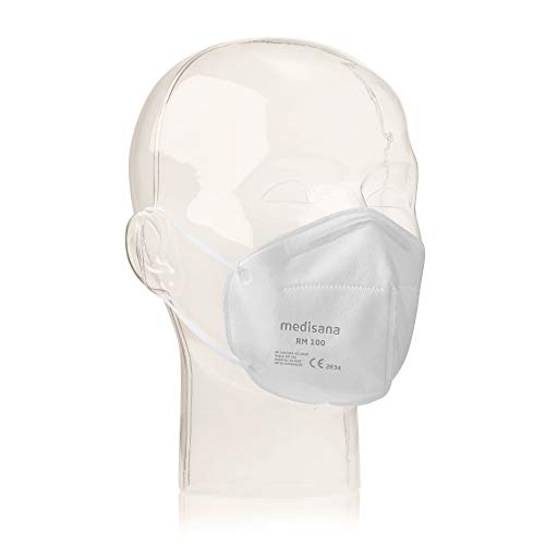 medisana RM 100 FFP2/KN 95 Mascarilla facial de protección respiratoria, antipolvo de 3 capas, 10 piezas empaquetadas individualmente en bolsa de PE