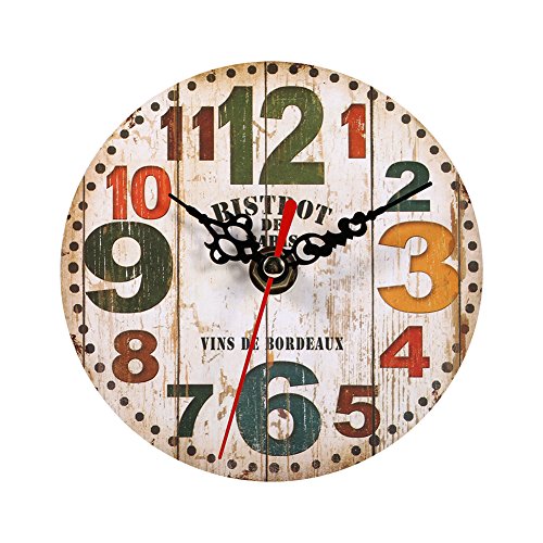 Relojes de Pared de Madera, estilo Vintage relojes de pared de madera redonda oficina en casa decoración del dormitorio(#3)