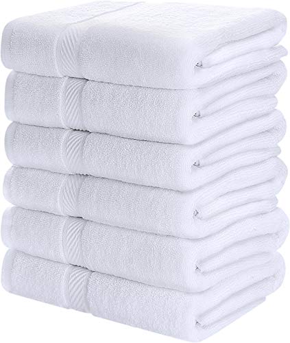 Utopia Towels - 6 Toallas de Gimnasio, Toallas de Piscina (56 x 112 cm) - 500 gsm - Toalla de Secado rápido multipropósito Ligera (Blanco)
