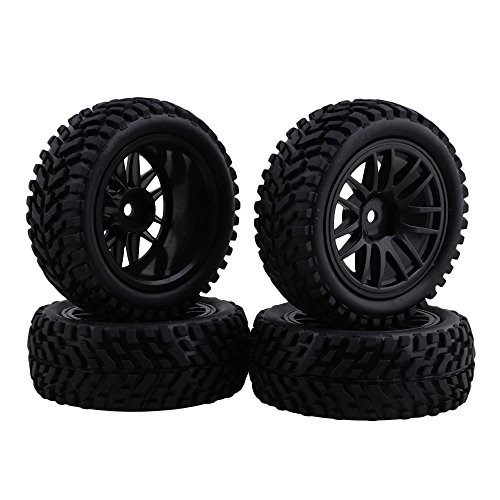Neumáticos de neumáticos negros de goma del borde de la rueda de 1:10 para el coche del coche de la desviación del coche de carreras en línea Paquete de 4
