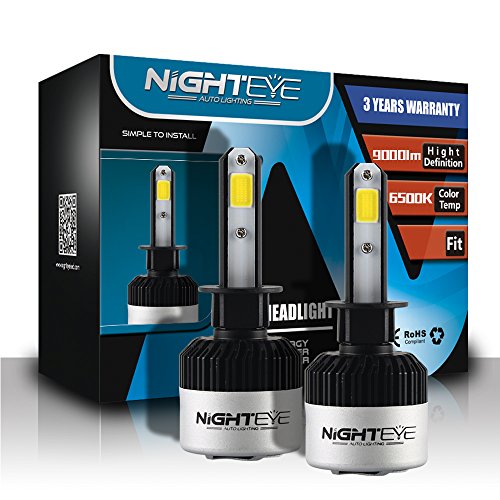 NIGHTEYE 2X H1 72W 9000LM LED Faros Delanteros Bombillas Cohces Lámpara luz 6500K - 3 años de garantía