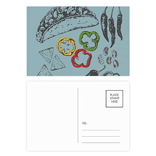 DIYthinker Círculo de chile pimiento Alimentos postal Conjunto de tarjeta de cumpleaños de correo Gracias lateral 20Pcs 5,7 pulgadas x 3,8 pulgadas Multicolor