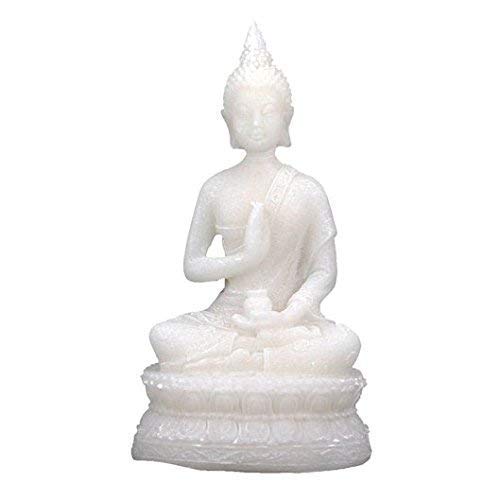 Estatua de Buda con Amrita Jarrón blanco alabastro con resina 16cm