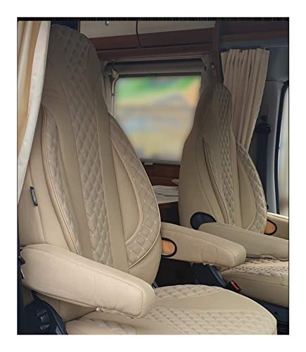 Fundas de asiento compatibles con Fiat Ducato tipo 250 BJ a partir de 2006 conductor y pasajero FB:PL405 (color beige)