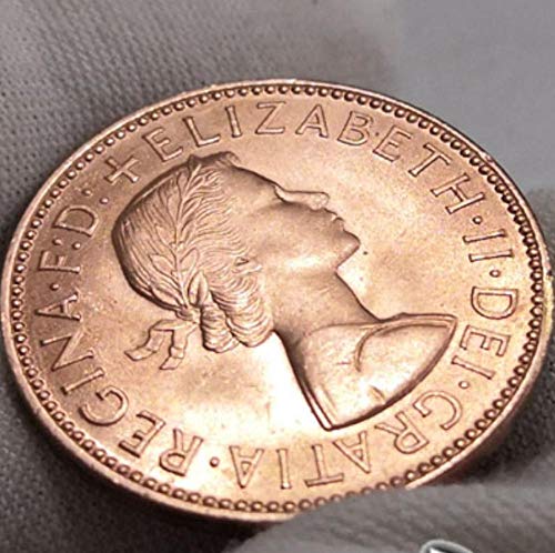 NKJWHB Monedas extranjeras Moneda de Medio penique británica Moneda de Cobre Antigua Barco Pirata Reina Isabel II Moneda de navegación temprana
