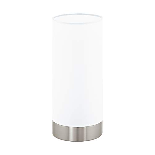 Eglo Lámpara de Mesa E27, Blanco/Nickel-Matt, 10 x 10 x 21.5 cm
