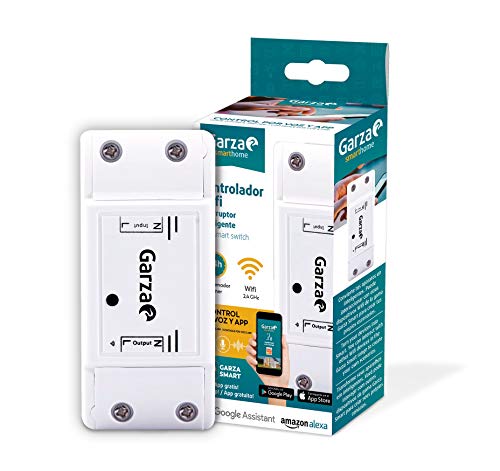 Garza Smarthome - Smart Switch Interruptor inteligente Wifi Integrado, compatibles con Alexa, iOS y Google Home, control remoto y programable controlable a través de App y voz