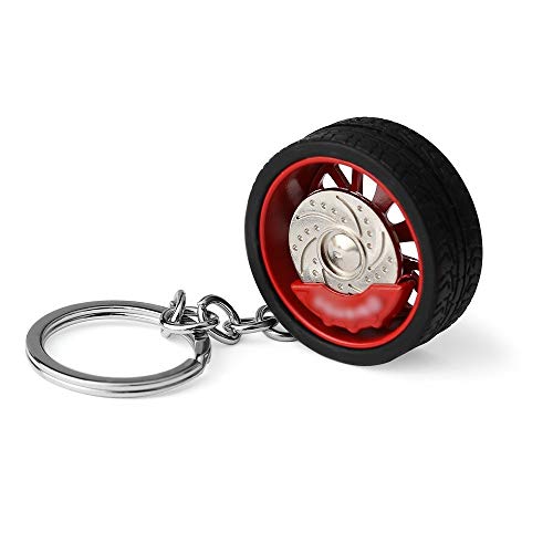 Llavero de la rueda de coche de Turbo Llavero llave de control Accesorios for automóviles Coches de Época bolsa llavero ligero llavero Modificatio piezas (Color : Rojo-Gratis)