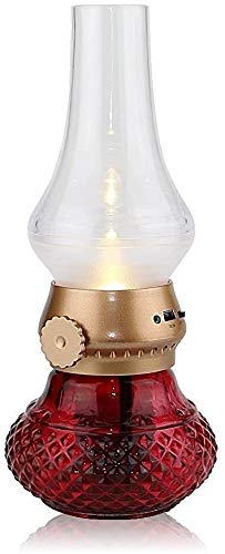 Modenny Lámparas de mesa Blowing USB de la lámpara LED de control por voz LED recargable inalámbrica ROJO noche Luces de la vela creativo del keroseno lámpara de aceite Diseño con dimmer tecla de cont