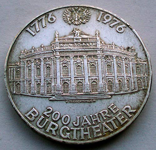 Austria 100 sellos de plata 200 Jahre Burgheater año 1976 (24 gr. - 36 mm). Una moneda original de Epoca Silver Coin.